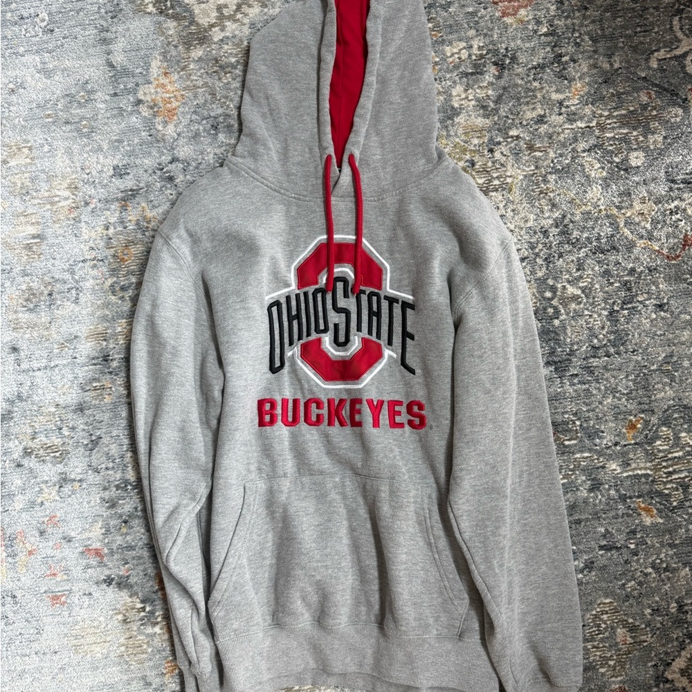 Ohio State Buckeyes Gray and Red Hoodie Size Large